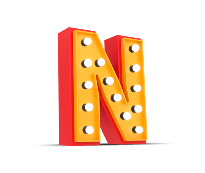 3d alphabet Broadway style with light bulb, 3d rendering png