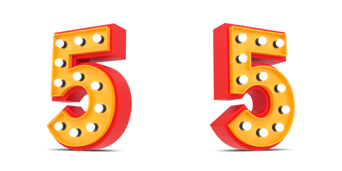 3d Number Broadway style with light bulb, 3d rendering png