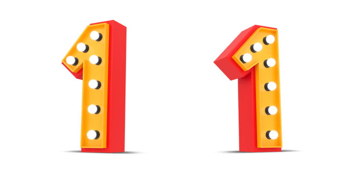 3d Number Broadway style with light bulb, 3d rendering png