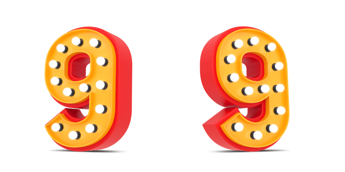 3d Number Broadway style with light bulb, 3d rendering png