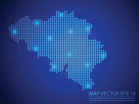 square point map blue color, Belgium map with light on blue background vector