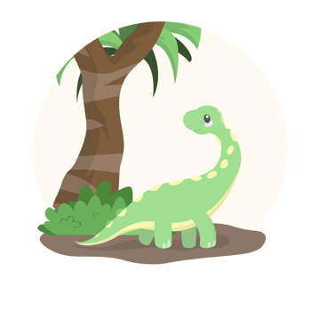 Cute Brontosaurus Looking for Leaf Illustrations png