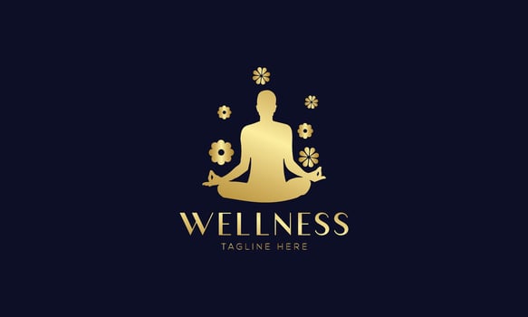 Human Yoga Logo Template Design With Lotus Flower Symbol Vector Template.