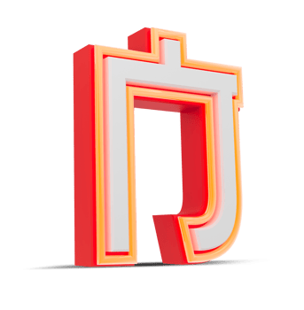 Red 3D alphabet  japan style with orange neon light, 3d rendering. png