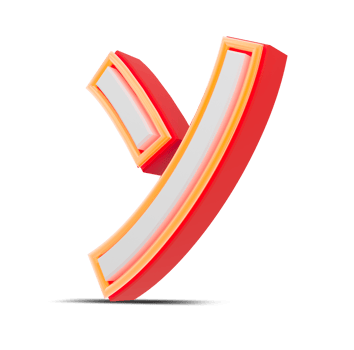 Red 3D alphabet  japan style with orange neon light, 3d rendering. png