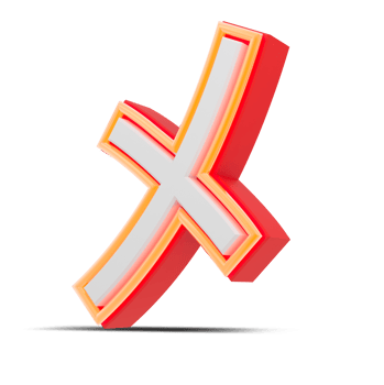 Red 3D alphabet  japan style with orange neon light, 3d rendering. png