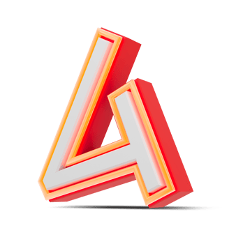 Red 3D alphabet  japan style with orange neon light, 3d rendering. png