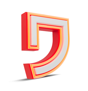 Red 3D alphabet  japan style with orange neon light, 3d rendering. png