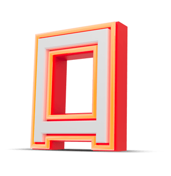 Red 3D alphabet  japan style with orange neon light, 3d rendering. png