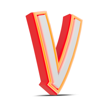 Red 3D alphabet  japan style with orange neon light, 3d rendering. png