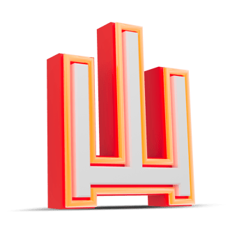 Red 3D alphabet  japan style with orange neon light, 3d rendering. png