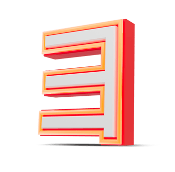 Red 3D Number  japan style with orange neon light, 3d rendering. png