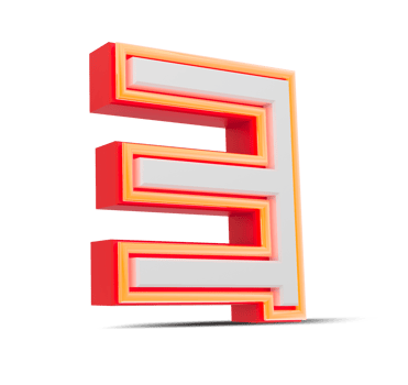 Red 3D Number  japan style with orange neon light, 3d rendering. png