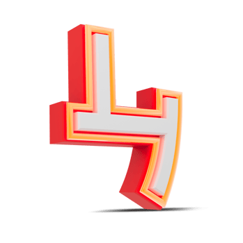 Red 3D Number  japan style with orange neon light, 3d rendering. png