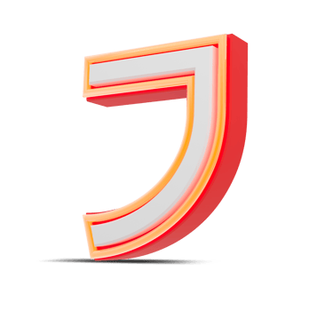 Red 3D Number  japan style with orange neon light, 3d rendering. png