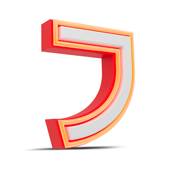 Red 3D Number  japan style with orange neon light, 3d rendering. png