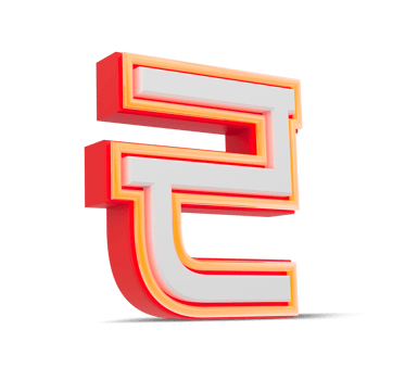 Red 3D Number  japan style with orange neon light, 3d rendering. png