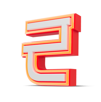 Red 3D Number  japan style with orange neon light, 3d rendering. png