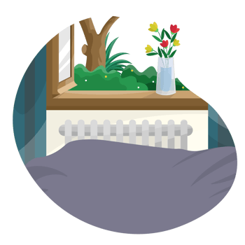 Bed Near Window Scenery Illustration png