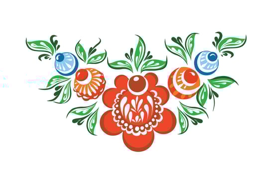Flowers in Russian style. Gorodets painting. Folk art. Hand drawn.Vector illustration. vector