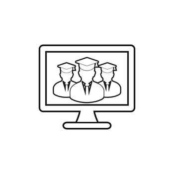 E- Learning line icon. Flat style vector. vector