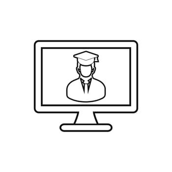 E- Learning line icon. Flat style vector. vector