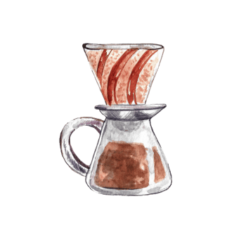 Watercolor coffee making equipment png