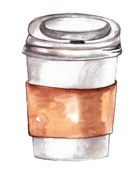 Watercolor coffee making equipment, coffee mug png