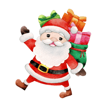 Happy Santa Claus character , cute Santa watercolor png
