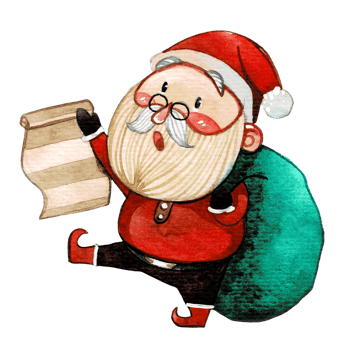 Happy Santa Claus character , cute Santa watercolor png