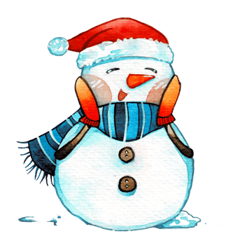 Watercolor cute snowman character, merry christmas png