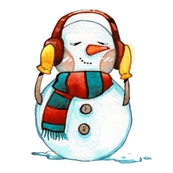 Watercolor cute snowman character, merry christmas png