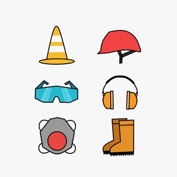 illustration vector of safety equipment in flat icon perfect for print,poster,etc
