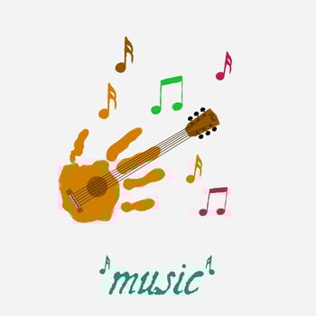 illustration vector of drawing guitar and music notes, perfect for print