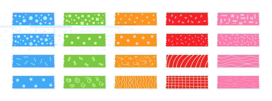 Cute Masking Washi Tape Doodle Vector