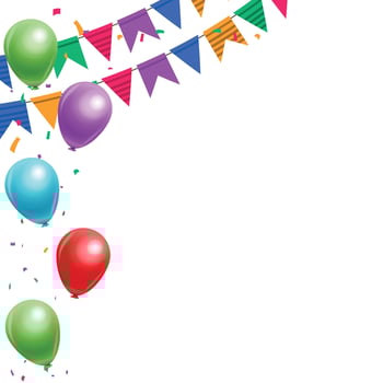 colorful happy birthday border frame with confetti vector