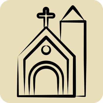 Icon Church. related to Celtic symbol. hand drawn style. simple design editable. simple illustration vector
