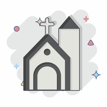 Icon Church. related to Celtic symbol. comic style. simple design editable. simple illustration vector