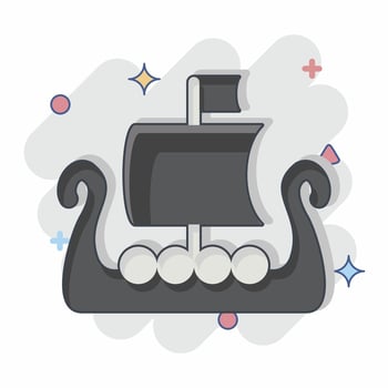 Icon Boat. related to Celtic symbol. comic style. simple design editable. simple illustration vector