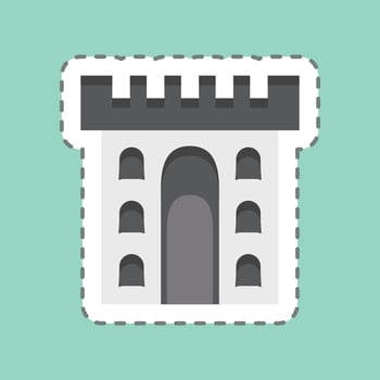 Sticker line cut Castle. related to Celtic symbol. simple design editable. simple illustration vector