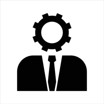 user icon vector. illustration of gear head man silhouette. employed sign. isolated on white background. vector
