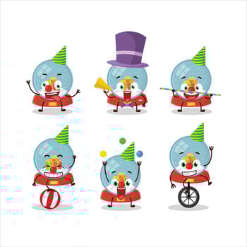 Cartoon character of snowball with gift with various circus shows vector