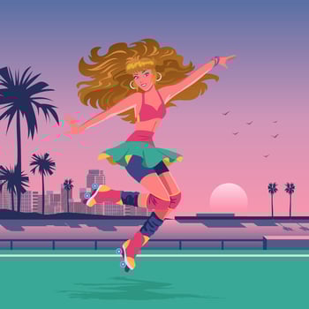 Beautiful Girl Playing Roller Skate vector