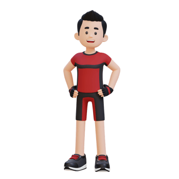 3D Sportsman Character Showcasing a Healthy Lifestyle with Hand on Hip Pose png