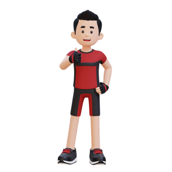 3D Sportsman Character Embracing a Positive Lifestyle with a Thumb Up Pose png