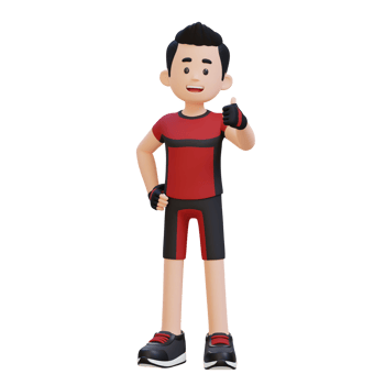 3D Sportsman Character Embracing a Positive Lifestyle with a Thumb Up Pose png