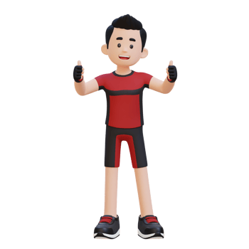 3D Sportsman Character Embracing a Positive Lifestyle with a Thumb Up Pose png