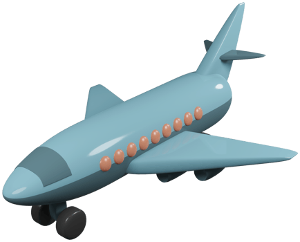 3D model of an airplane children's toy on transparent background png