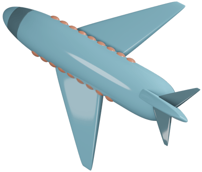 3D model of an airplane children's toy on transparent background png