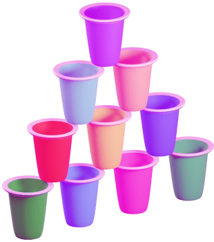 3D model water cups made of plastic on transparent background png